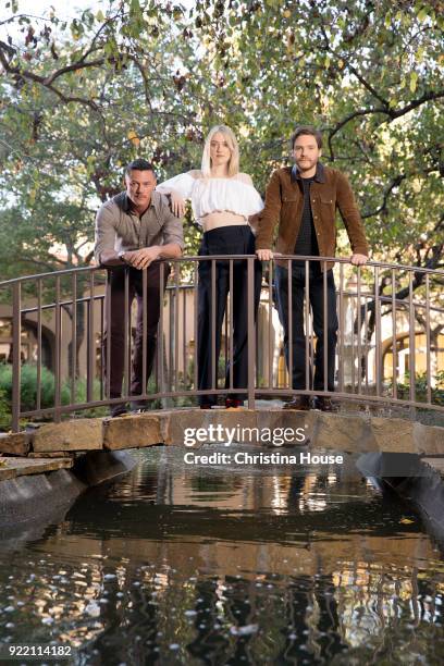 Actors Dakota Fanning, Daniel Bruhl and Luke Evans are photographed for Los Angeles Times on January 11, 2018 in Pasadena, California. PUBLISHED...