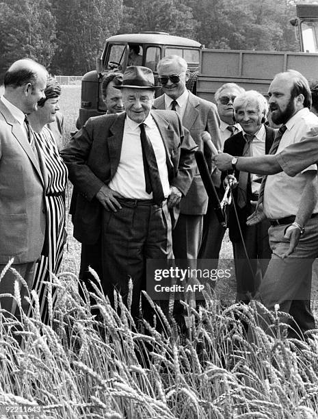 Janos Kadar , General Secretary of the Hungarian Socialist Workers Party , visits the grainfield of the "White Acacia" Cooperative Farm during his...