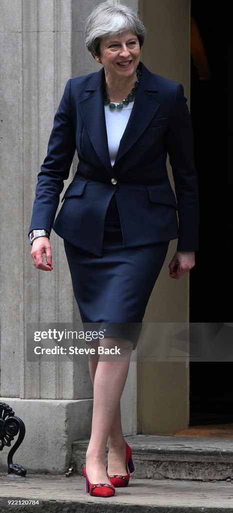 British Prime Minister Theresa May greets Prime Minister