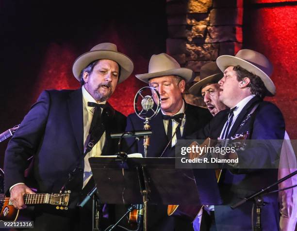Jerry Douglas, Jeff White, Johnny Warren and Shawn Camp of Earls of Leicester perform at City Winery on February 20, 2018 in Atlanta, Georgia.