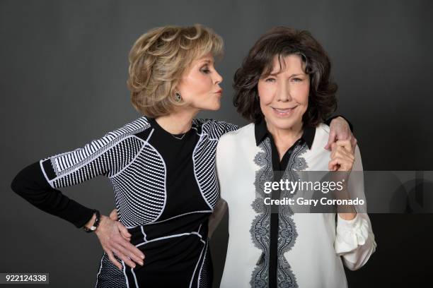 Actresses Jane Fonda and Lily Tomlin are photographed for Los Angeles Times on November 20, 2017 in Los Angeles, California. PUBLISHED IMAGE. CREDIT...