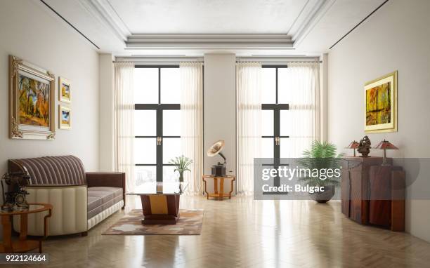 art deco luxury living room - art deco home stock pictures, royalty-free photos & images