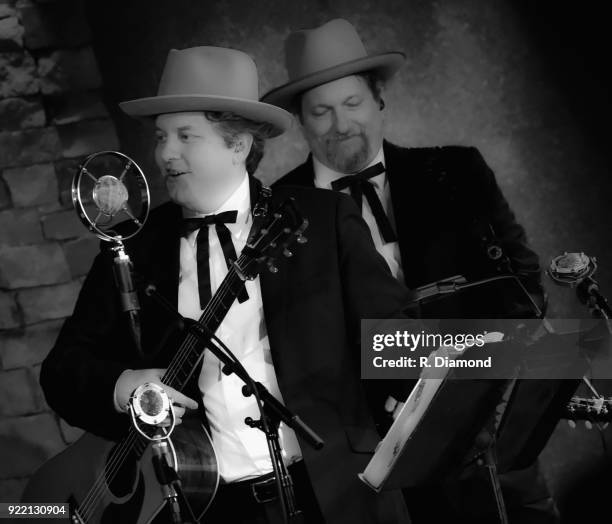 Shawn Camp and Jerry Douglas of Earls of Leicester perform at City Winery on February 20, 2018 in Atlanta, Georgia.