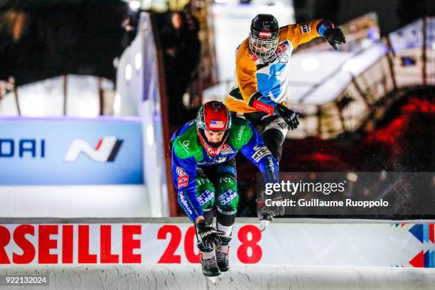 Maxwell Dunne during the Red Bull Crashed Ice Marseille 2018 on February 17, 2018 in Marseille, France.