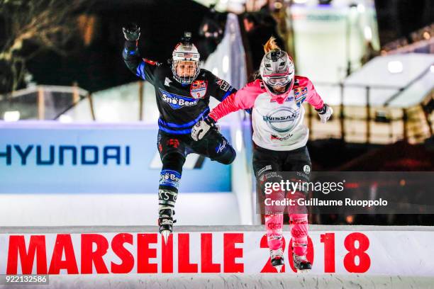 Jacqueline Legere during the Red Bull Crashed Ice Marseille 2018 on February 17, 2018 in Marseille, France.