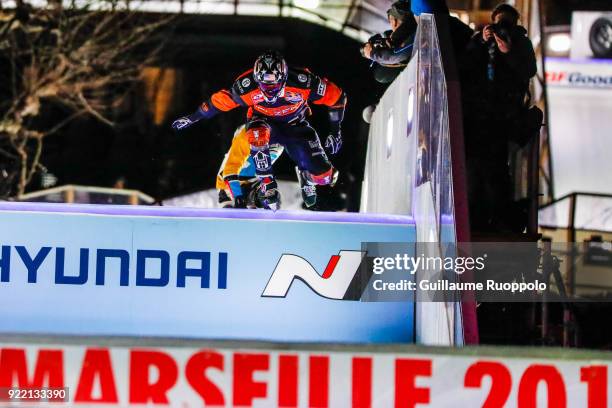 Cameron Naasz during the Red Bull Crashed Ice Marseille 2018 on February 17, 2018 in Marseille, France.