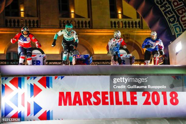 Illustration of the Red Bull Crashed Ice Marseille 2018 on February 17, 2018 in Marseille, France.