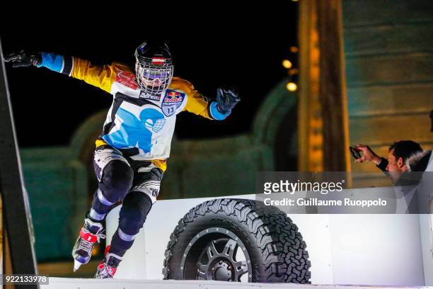 Luca Dellago during the Red Bull Crashed Ice Marseille 2018 on February 17, 2018 in Marseille, France.