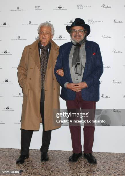 Fabrizio Servente and Oliviero Toscani attends 'Italiana. L'Italia Vista Dalla Moda 1971-2001' exhibition preview during Milan Fashion Week...