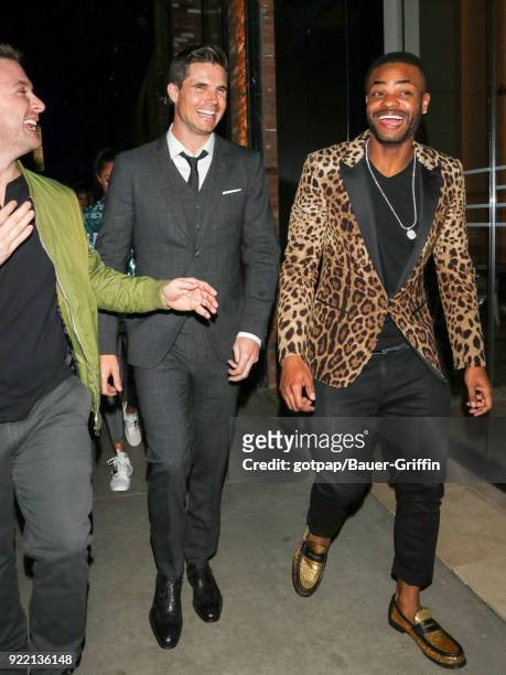 Robbie Amell and King Bach are seen on February 21, 2018 in Los Angeles, California.
