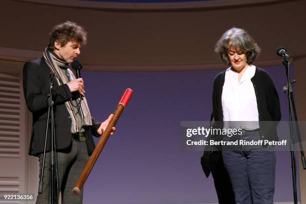 Actor Nicolas Vaude and "Prix Du Brigadier 2017" for "Au But", Dominique Valadie attend the "Le Prix du Brigadier 2017" Award at Theatre Montparnasse...