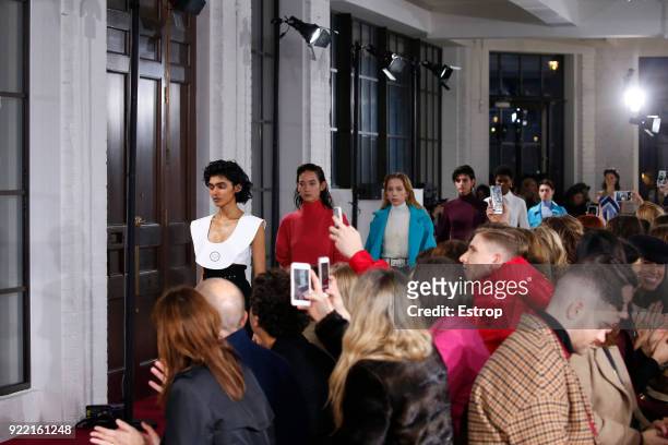 Atmosphere at the Emilia Wickstead show during London Fashion Week February 2018 at Great Portland Street on February 19, 2018 in London, England.