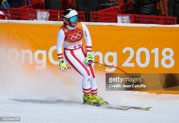 Ramona Siebenhofer of Austria competes in the Ladies Downhill at Jeongseon Alpine Centre on February 21, 2018 in Pyeongchang-gun, South Korea.