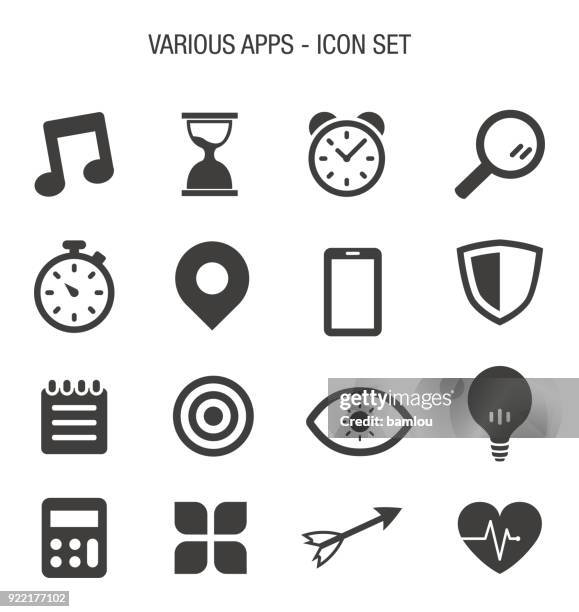 verschiedene apps-icon-set - looking through an object stock-grafiken, -clipart, -cartoons und -symbole