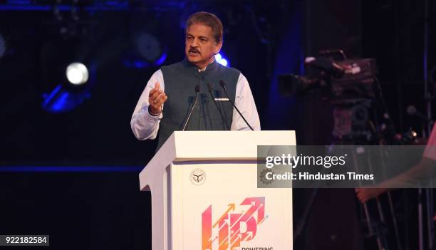 Mahindra group chairman Ananda Mahindra at the inaugural session of the UP Investors' Summit - 2018 at the Indira Gandhi Pratishthan, on February 21,...