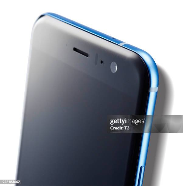 Detail of the 12-megapixel rear camera on a HTC U11 smartphone, taken on June 7, 2017.