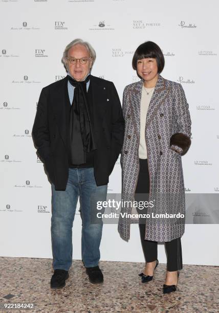 Diego Della Valle and Angelica Cheung attend 'Italiana. L'Italia Vista Dalla Moda 1971-2001' exhibition preview during Milan Fashion Week Fall/Winter...