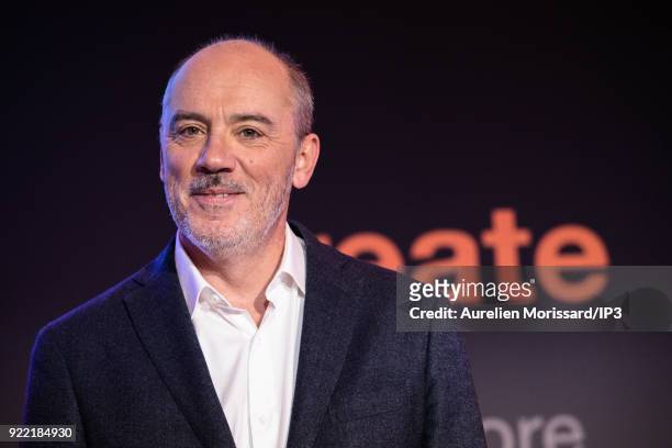 French Chairman and CEO of Orange Stephane Richard attends a press conference to present the group's 2017 annual result on February 21, 2018 in...