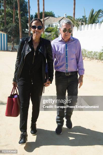 Manolo Santana, accompanied by Claudia Rodriguez, go to restaurant on February 11, 2018 in Marbella, Spain.