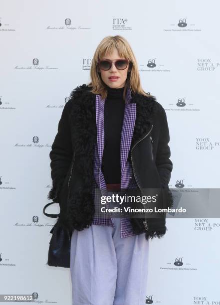 Gaia Trussardi attends 'Italiana. L'Italia Vista Dalla Moda 1971-2001' exhibition preview during Milan Fashion Week Fall/Winter 2018/19 at Palazzo...