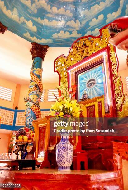 cao dai temple altar, sa dec, vietnam - technicolor sa stock pictures, royalty-free photos & images