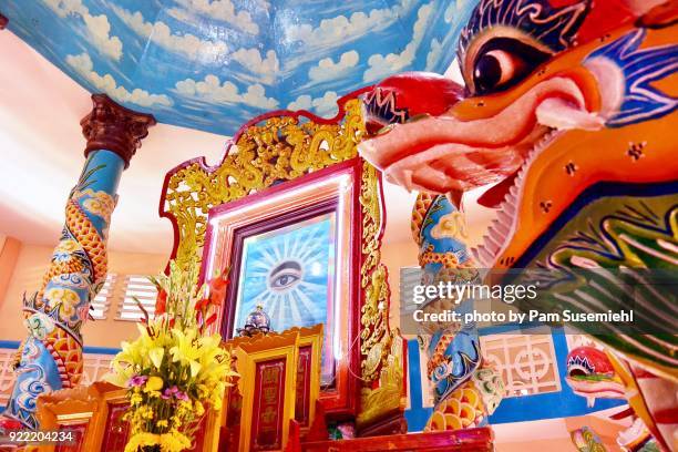 cao dai temple altar, sa dec, vietnam - technicolor sa stock pictures, royalty-free photos & images