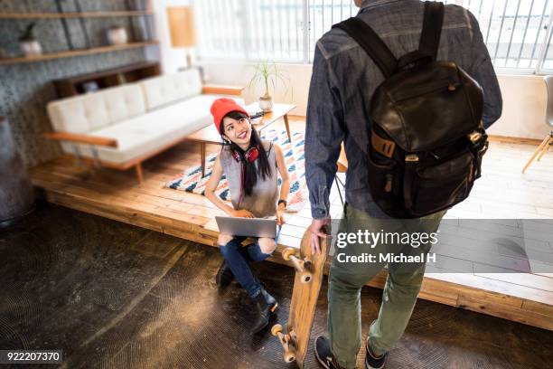 two business people in discussion in office - lower employee engagement stock pictures, royalty-free photos & images