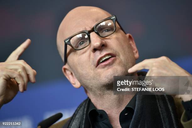 Director Steven Soderbergh speaks during a press conference for the film "Unsane" presented in competition during the 68th edition of the Berlinale...