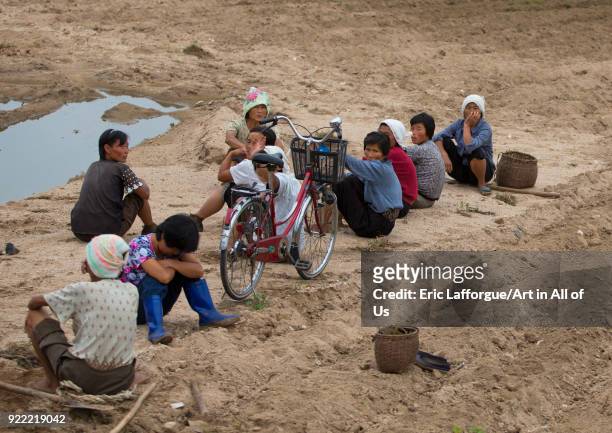 North Korean women resting after work, North Hwanghae Province, Kaesong, North Korea on September 7, 2012 in Kaesong, North Korea.