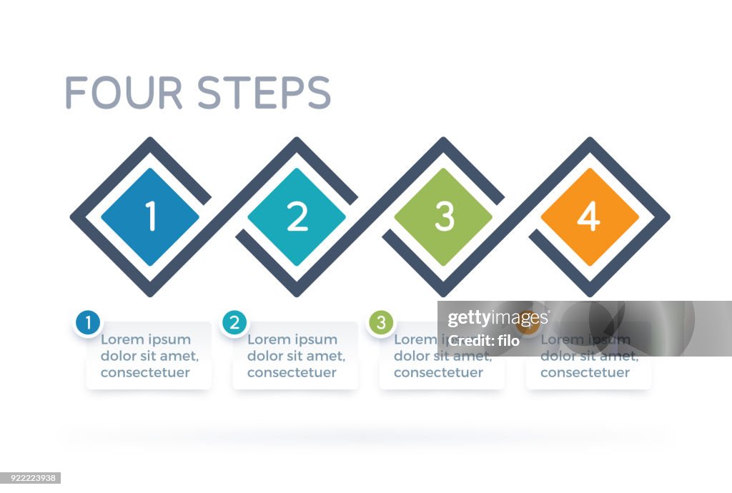Fyra steg Process Infographics