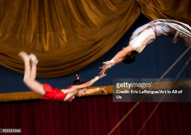 North Korean trapeze artists in the circus missing their performance, Pyongan Province, Pyongyang, North Korea on May 18, 2009 in Pyongyang, North...