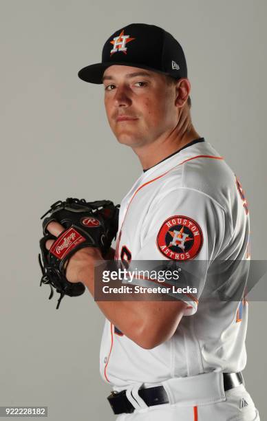 Joe Smith of the Houston Astros poses for a portrait at The Ballpark of the Palm Beaches on February 21, 2018 in West Palm Beach, Florida.