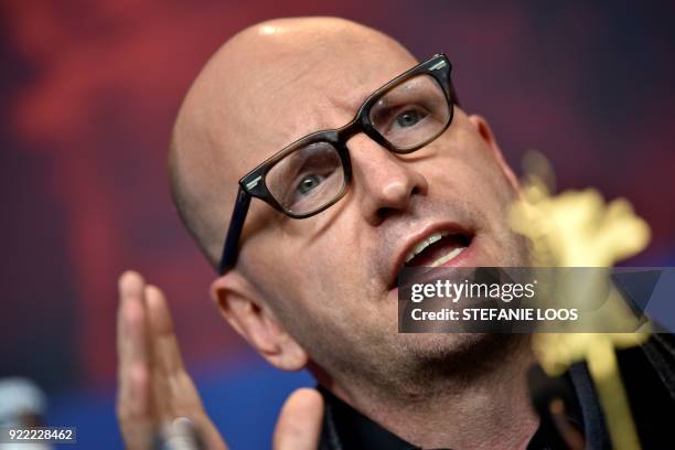 Director Steven Soderbergh speaks during a press conference for the film "Unsane" presented in competition during the 68th edition of the Berlinale...