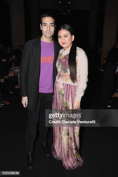 Mohammed Al Turki and Nichapat Suphap attend the Alberta Ferretti show during Milan Fashion Week Fall/Winter 2018/19 on February 21, 2018 in Milan,...