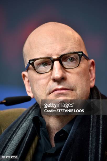 Director Steven Soderbergh listens during a press conference for the film "Unsane" presented in competition during the 68th edition of the Berlinale...