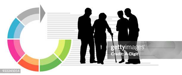 stockillustraties, clipart, cartoons en iconen met infographic elder bijstand - seniore vrouwen