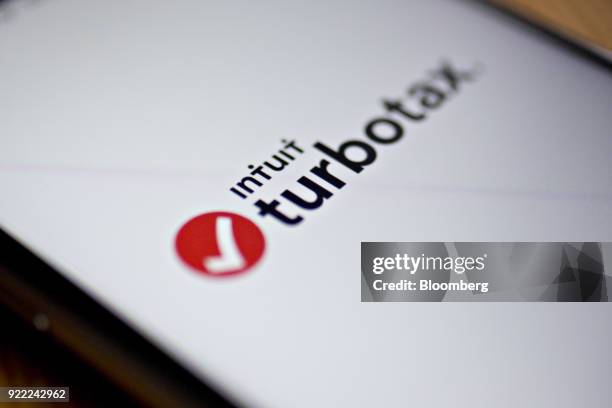 The Intuit Inc. TurboTax application is displayed for a photograph on an Apple Inc. IPhone in Washington, D.C., U.S., on Friday, Feb. 16, 2018....