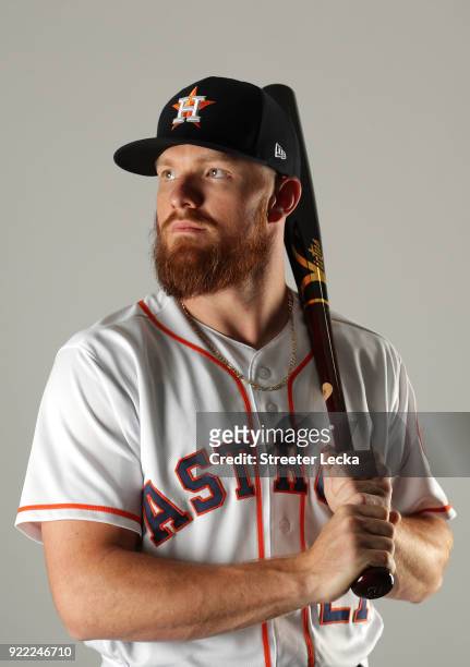 Derek Fisher of the Houston Astros poses for a portrait at The Ballpark of the Palm Beaches on February 21, 2018 in West Palm Beach, Florida.