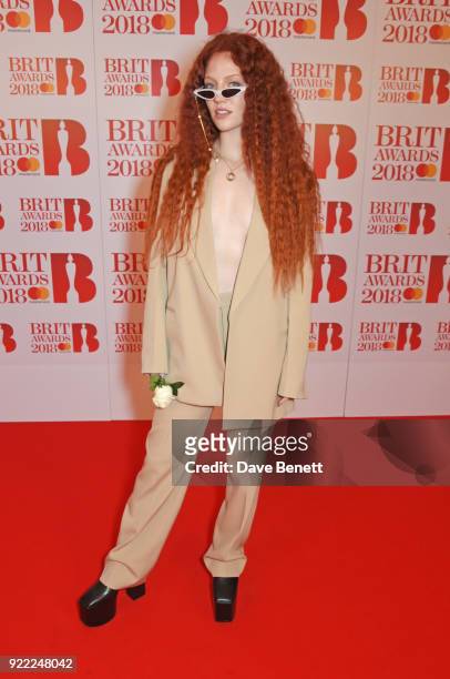 Jess Glynne attends The BRIT Awards 2018 held at The O2 Arena on February 21, 2018 in London, England.