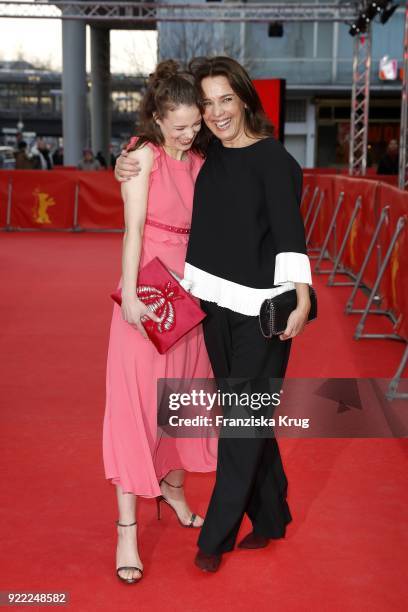 Paula Beer and Desiree Nosbusch attend the 'Bad Banks' premiere during the 68th Berlinale International Film Festival Berlin at Zoo Palast on...