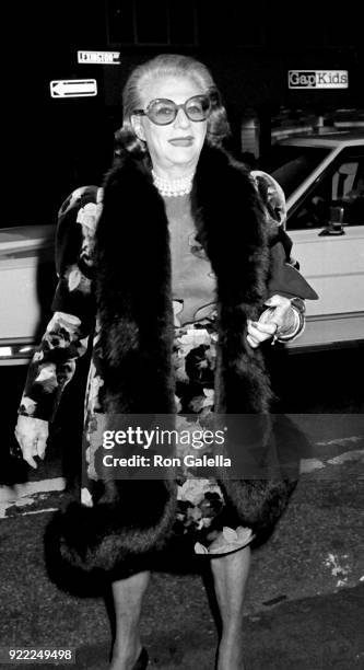 Pauline Trigere attends Fifth Annual Fete de Famille Benefit on October 2, 1990 at Mortimer's Restaurant in New York City.