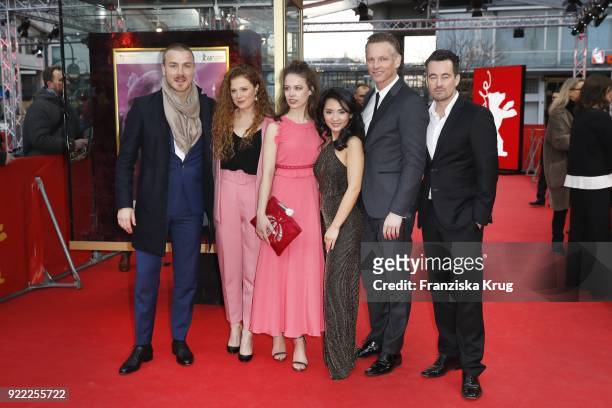 Albrecht Schuch, Anja Antonowicz, Paula Beer, Mai Duong Kieu, Barry Atsma and Christian Schwochow attend the 'Bad Banks' premiere during the 68th...