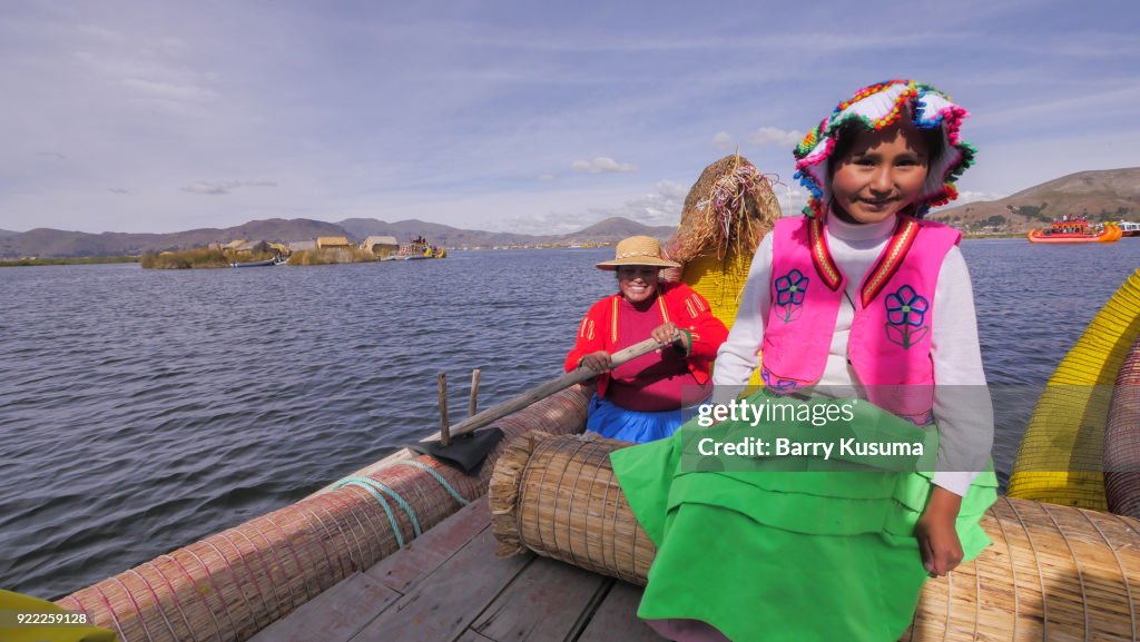 People of Uros, the floating islands of Peru.