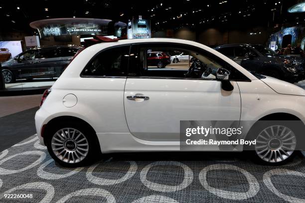 Fiat 500 Cabrio is on display at the 110th Annual Chicago Auto Show at McCormick Place in Chicago, Illinois on February 9, 2018.