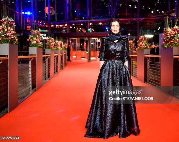 Iranian actress Leila Hatami poses on the red carpet before the premiere of the film "Pig" presented in competition during the 68th edition of the...