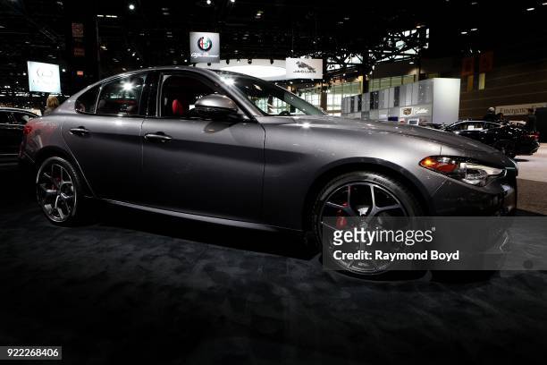 Alfa Romeo Giulia is on display at the 110th Annual Chicago Auto Show at McCormick Place in Chicago, Illinois on February 9, 2018.