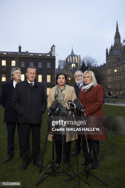 Sinn Féin's conor Murphy MLA, , Sinn Féin President Mary Lou McDonald, , Sinn Féin's Francie Molloy MP and Sinn Féin Vice-President Michelle O'Neill...