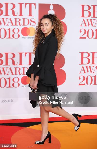 Ella Eyre attends The BRIT Awards 2018 held at The O2 Arena on February 21, 2018 in London, England.