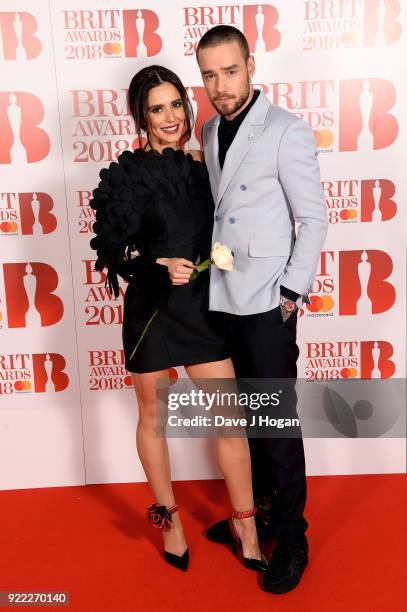 Cheryl and Liam Payne attend The BRIT Awards 2018 held at The O2 Arena on February 21, 2018 in London, England.