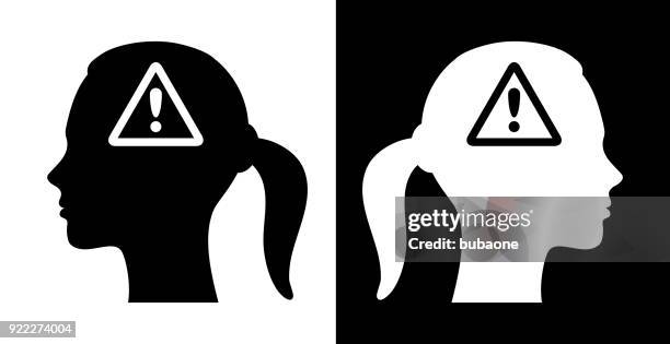 illustrations, cliparts, dessins animés et icônes de attention signe d’exclamation point face profil - exclamation point in triangle